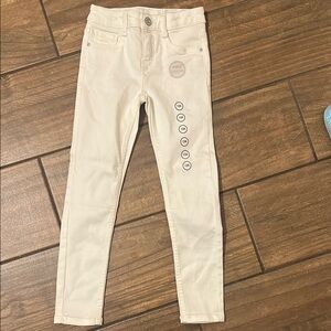 Beige Skinny Jeans with Button Detail